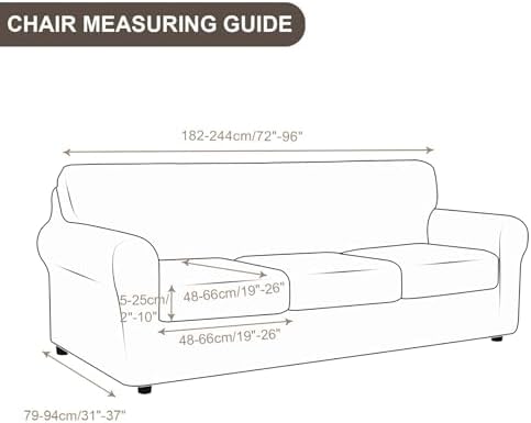 SearchI Stretch Sofa Cover Couch Cover, 4 Pieces Sofa Slipcover with 3 Separate Cushion Cover, Washable Furniture Protector for Living Room(Sofa, Beige)