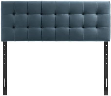 Modway Lily Performance Velvet King Size Headboard with Biscuit Tufting in Cadet Blue - Stain-Resistant Upholstery with Padded Design and 5 Height-Adjustable Mounts
