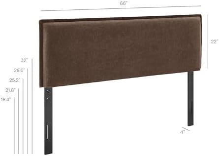 Modway Camille Queen Size Upholstered Linen Blend Headboard with Removable Slipcover – in Cocoa - Padded Pillow Style Headboard with Adjustable Mounting for Queen Beds