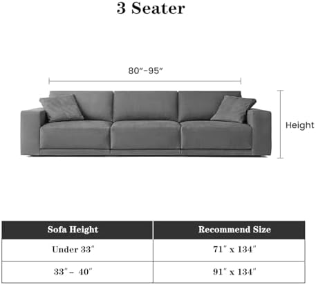 MEETSKY Sofa Covers for Pets Washable Couch Covers for 3 Cushion Couch Sofa Pet Friendly Oversized Sofa Slipcovers, Sofa Throw Blanket for Dogs Couch Protector, 91"x 134", Charcoal Gray