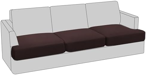 PrinceDeco Stretch T Cushion Sofa Slipcovers 3 Piece,Pets Friendly,Brown