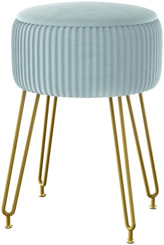 IBUYKE Storage Footrest Chair Ottoman, Makeup Vanity Stool, Blue LG-20H