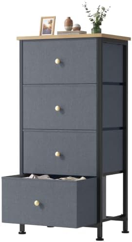 Sweetcrispy Dresser for Bedroom, 4 Drawer Storage Cabinet, Tall Nightstand
