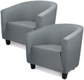 Club Chair Slipcover 1 Piece, 2Pack Round Soft Armchair Sofa Cover, Thick Dark Gray Removable Couch Furniture Protector Barrel Chair Slipcovers for Bar Living Room Bedroom Hotel Counter