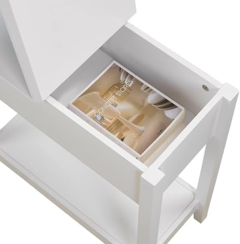 HYGRAD BUILT TO SURVIVE Wooden Narrow Night Stand Flip Top Bed Side End Table Shelf, Slim Tables Sofa Couch Bedside with Storage Shelves for Small Space - Living Room, Bedroom, Entryway