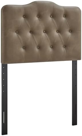 Modway Annabel Faux Leather Adjustable Twin Headboard in Mushroom - Padded Vegan Leather Headboard with 7 Height-Adjustable Positions