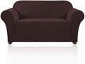 PrinceDeco Stretch Loveseat Sofa Cover Slipcover Couch Cover for 2 Cushion Sofa Washable Sofa Cover for Pets Friendly Furniture Protector Covers with Non Slip Bottom(Loveseat, Brown)