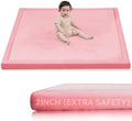 Huloo Sleep 2" Thick Extra Safety Baby Play Mat for Floor,Ultra Soft Elasti-Foam 50x50 Playpen Mat for Toddlers Infant Kids,Non-Slip Backing Safe for Crawling&Tummy Time,Tatami Style (Pink)