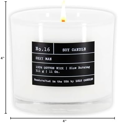 Lulu Candles | Sexy Man| Luxury Scented Soy Jar Candle | Hand Poured in The USA | Highly Scented Long Lasting (11 Oz.)