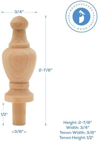 Small Wood Finials, 2-7/8 inch Wooden Finials for Crafting, DIY Dcor, and Wooden Finial Crafts, Pack of 50, by Woodpeckers