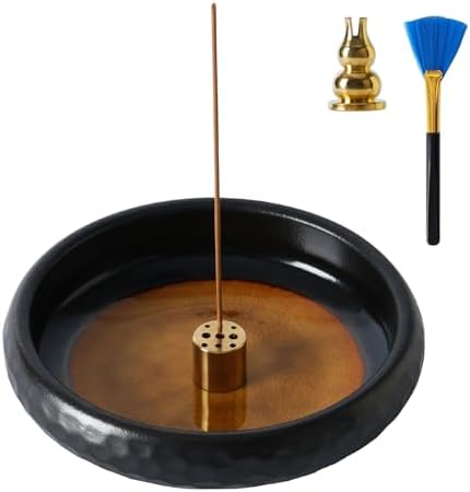 6 Inch Japanese Incense Holder Stick,Ceramic Handmade Crack Yellow Glaze