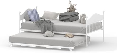 Garvee Twin Daybed with Trundle, Twin Bed Frame with with Stylish Headboard