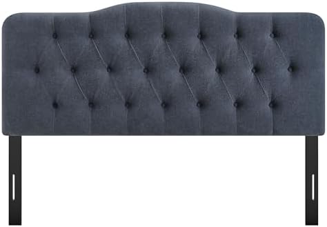 Modway Annabel Premium Linen Blend King Headboard in Denim - Soft Fabric Headboard Only with Diamond Button Tufting and 7 Height-Adjustable Positions