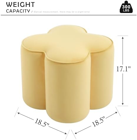 Yellow Velvet Ottoman, Small Vanity Stool, Modern Ottoman Stool