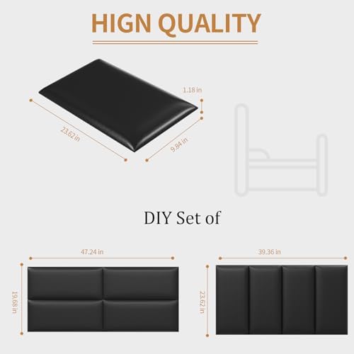 Headboards Wall Panel for Twin, Self-Adhesive 3D Wall Panels, Upholstered Wall Panel for Bedroom/Living Room (4 Pieces 9.84 in x 23.6 in)