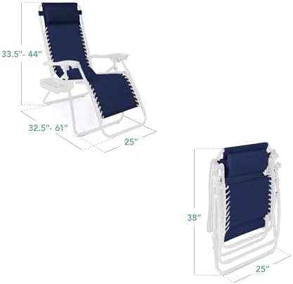 Best Choice Products Zero Gravity Chair Recliner, Navy/White