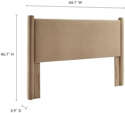 Modway Rael Full Upholstered Headboard with Pillars in Taupe – Velvet Headboard – Stain-Resistant Performance Velvet Headboard for Full Size Beds