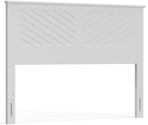 ComfIQ Serene Wood Panel Headboard with Chevron Scoring, Queen, White