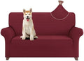 ZNSAYOTX Loveseat Covers High Stretchy Spandex Pet Friendly Sofa Slipcover 1 Piece Non Slip Couch Furniture Protection Covers (Wine Red, Loveseat)