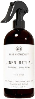 Muse Apothecary Linen Ritual - Aromatic, Soothing, and Relaxing Linen Mist, Laundry and Fabric Spray - Infused with Aromatherapy Essential Oils - 8 oz, Fresh Linen