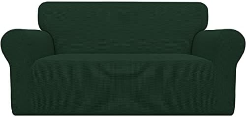 Easy-Going Stretch Loveseat Couch Covers Washable Dark Green