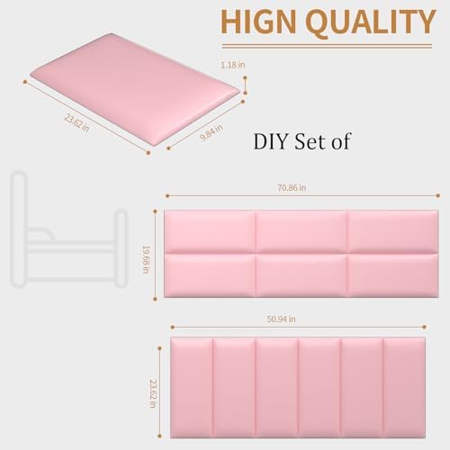 Headboards Wall Panel for Twin, Self-Adhesive 3D Wall Panels, Upholstered Wall Panel for Bedroom/Living Room (6 Pieces 9.84 in x 23.6 in)