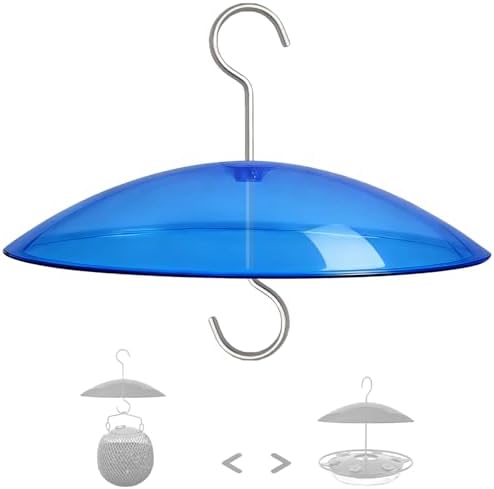 8" Mini Plastic Rain Cover for Bird Feeder, Blue Weather Guard Baffle Dome