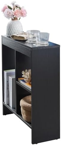 Kings Brand End Table with Magazine Rack, Side Table for Living Room, Black