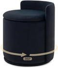 360° Swivel Makeup Chair with Storage, Upholstered Accent Stool with Back, Round Vanity Stool Ottoman for Living Room, Makeup Room, Bedroom (Black)