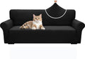 YEMYHOM Couch Cover Latest Jacquard Design High Stretch Extra Large Sofa Covers Pet Dog Cat Proof Oversized Slipcover Non Slip Magic Elastic Furniture Protector (X-Large, Leaf Patten Black)