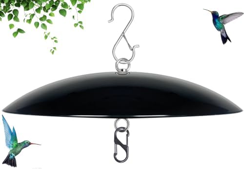 13" Bird Feeder Rain Guard, Hummingbird Feeders Shade Dome Cover, Hanging Baffle for Bird Feeder Pole,Smart Birds Feeder Umbrella (Black), 1 Pack