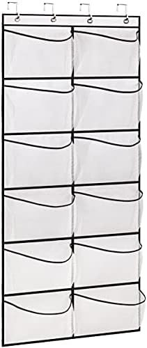 Over The Door Shoe Organizer 12 Large Mesh Pockets Boots Hanging Storage Shoe Rack for Closet White