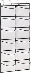 Over The Door Shoe Organizer 12 Large Mesh Pockets Boots Hanging Storage Shoe Rack for Closet White