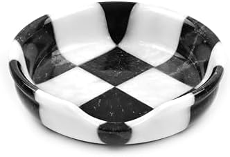 Marble Spoon Rest for Stove Top, Checkered Kitchen Utensil Holder, Coffee Bar Accessory, White Black