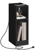 MAHANCRIS Narrow Nightstand, Narrow End Table with Charging Station
