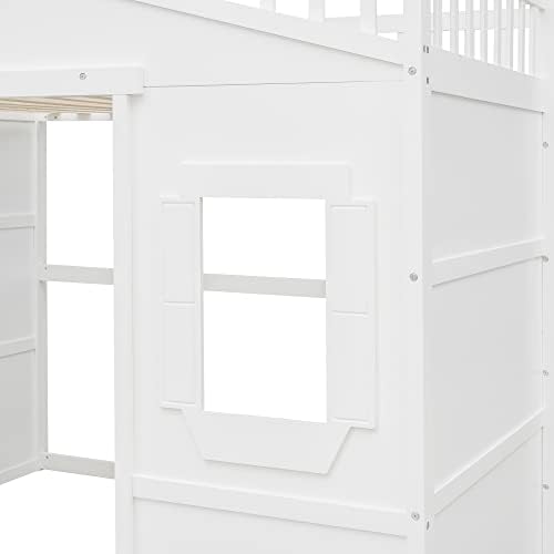 Bellemave Full Loft Bed with Ladder, Solid Pine Wood Frame, 400LBS Capacity
