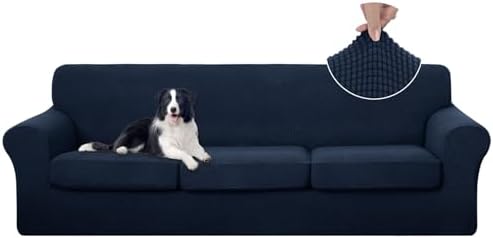 U-NICE HOME 4 Pieces Oversized Stretch Couch Cover Slipcover, Navy