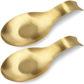 VanlonPro Stainless Steel Spoon Rest, Spatula Ladle Holder, Stainless Steel Utensil Spoon Rest Holder, Brushed Finish, Dishwasher Safe 9.8 x 3.7 Inch (Gold Fish Tail 2PCS)