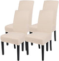 SearchI Dining Room Chair Covers Set of 4, Stretch Parsons Chair Slipcovers Super Fit Spandex Removable Washable Kitchen Chair Protector Cover for Dining Room, Hotel, Ceremony (Beige-Yellow)
