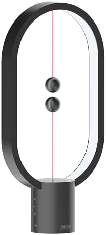 Heng Soft-Glow Balance Desk Lamp for Nightstand Or Bed - Modern Table Mood Lighting with Dimmer Switch - Cute Decorative Gift for Bedroom, Living Room, Office & Dorm (Black)