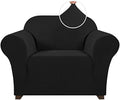 PrinceDeco Stretch Chair Cover Chair Slipcovers with Arms 1-Piece Chair Sofa Slipcovers or Living Room Non Slip Armchair Cover Furniture Protector Dogs Pet Friendly(Armchair,Black)