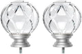 KAMANINA Silver Finials for 1 or 7/8 in Curtain Rod, Crystal Netted Texture