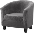 MIFXIN 2 Pieces Velvet Tub Chair Covers with Cushion Cover Stretch Soft Removable Tub Chair Slipcovers Armchair Sofa Couch Furniture Protector for Living Room Club Bar Counter (Grey)
