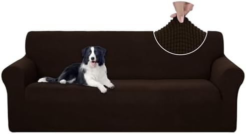 U-NICE HOME Stretch Couch Cover Slipcover for 3 Cushion Sofa, Chocolate