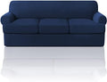 PrinceDeco T Cushion Sofa Slipcover 4 Pieces Sofa Covers for T Cushion Couch Soft Sofa Slip Covers Furniture Protector with 3 Individual T Shape Seat Covers Width Up to 88 Inch -Navy