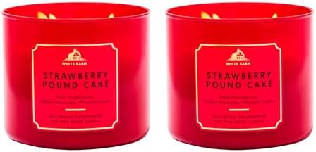 Bath & Body Works 3-Wick Candle, Strawberry Pound Cake, 2 Pack