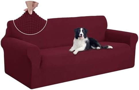 U-NICE HOME Oversized Stretch Couch Cover Slipcover, Burgundy