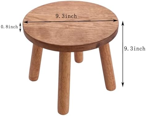 Solid Wooden Stool,Plant Stand,Step Stool,Light Walnut,9.3" H