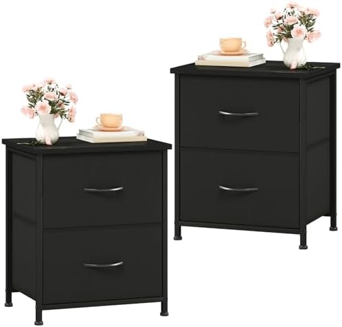 Somdot Nightstand Set of 2 with 2 Drawers, Small Night Stands for Bedroom