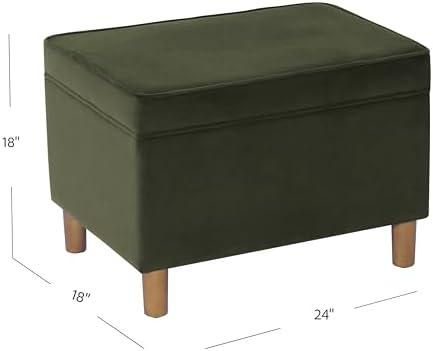 Spatial Order 24" Dinah Collection Storage Ottoman - Loden Green Velvet